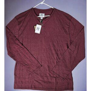 PX Clothing Clark Long Sleeve Henley TShirt Burgundy Quarter Button NEW 2XL